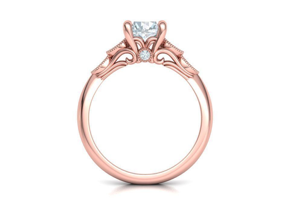 Solitaire Nautilus Engagement Ring Big Stone 3dmodel 3D print model_21