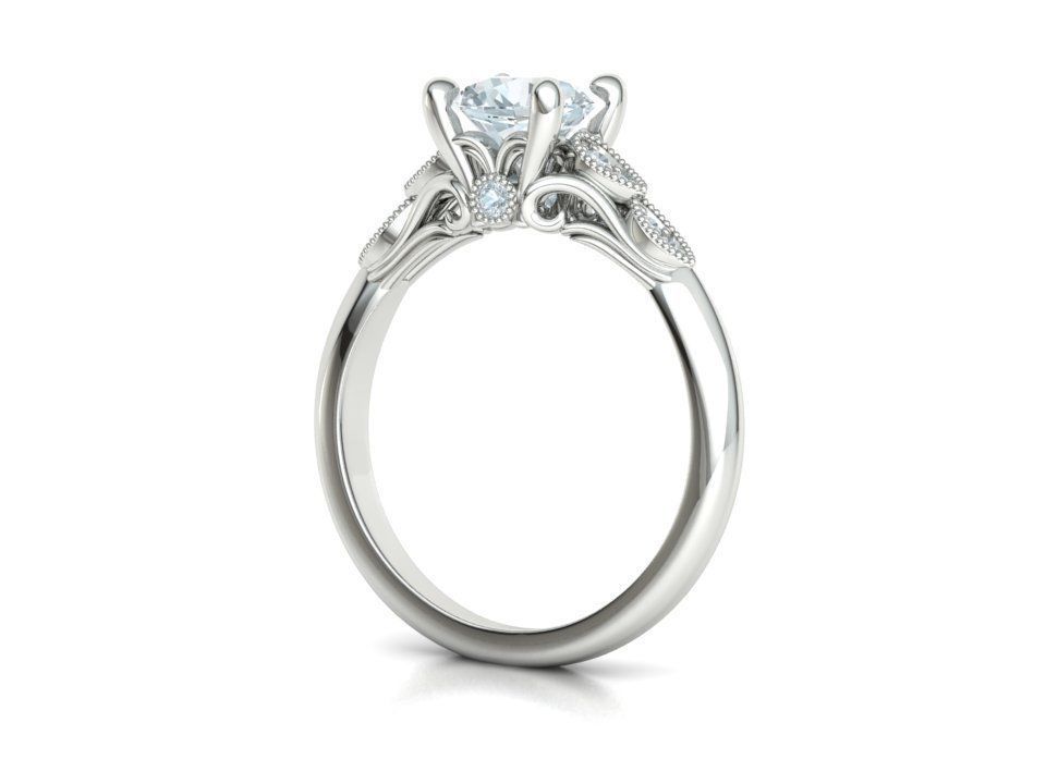 Solitaire Nautilus Engagement Ring Big Stone 3dmodel 3D print model_22
