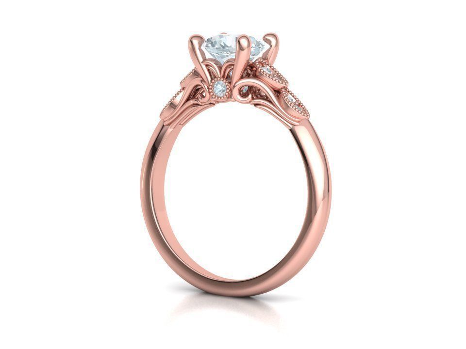 Solitaire Nautilus Engagement Ring Big Stone 3dmodel 3D print model_24