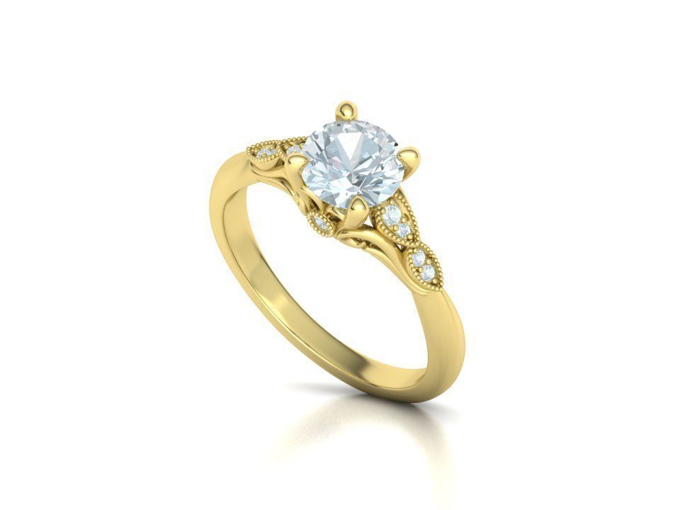 Solitaire Nautilus Engagement Ring Big Stone 3dmodel 3D print model_17