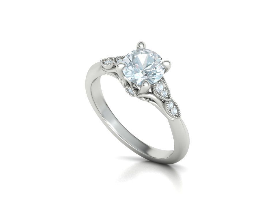 Solitaire Nautilus Engagement Ring Big Stone 3dmodel 3D print model_16