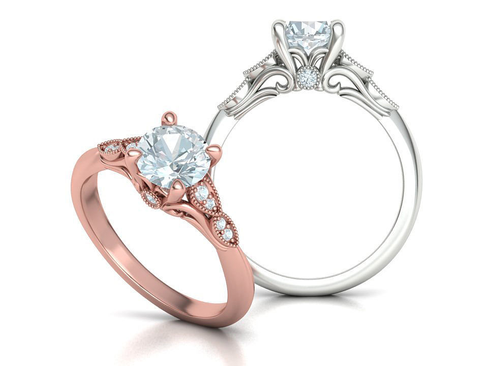 Solitaire Nautilus Engagement Ring Big Stone 3dmodel 3D print model_2