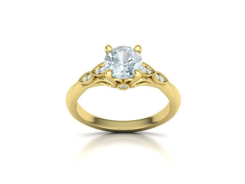 Solitaire Nautilus Engagement Ring Big Stone 3dmodel 3D print model_26