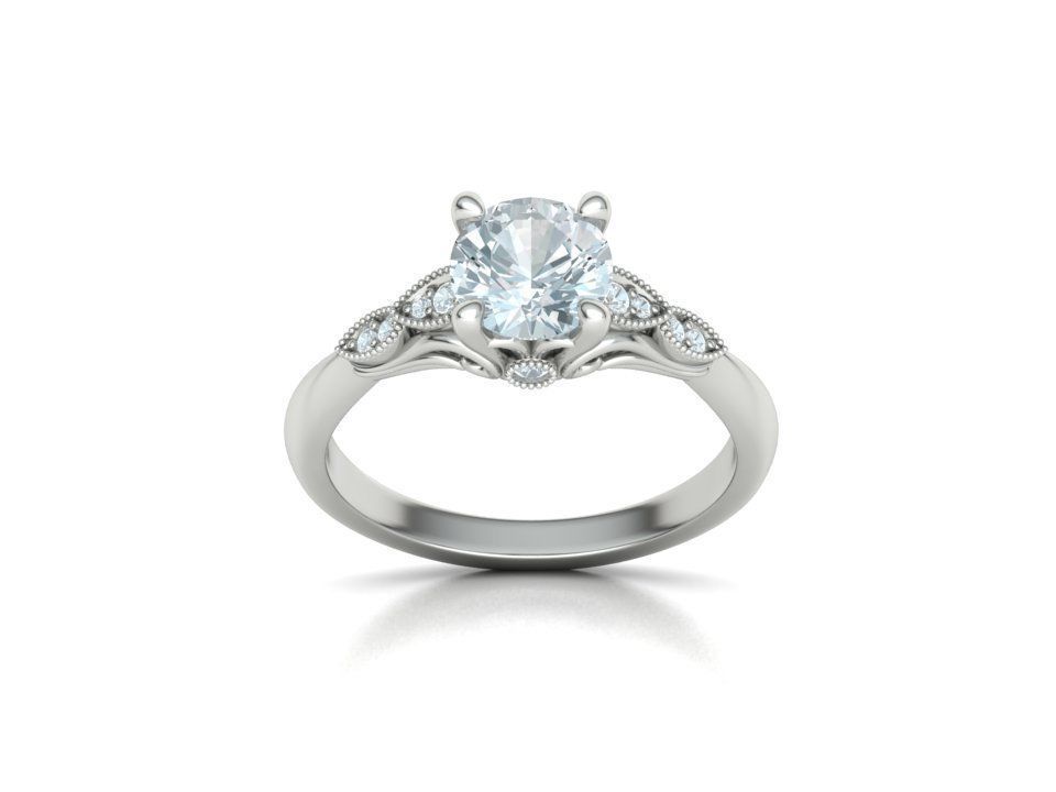 Solitaire Nautilus Engagement Ring Big Stone 3dmodel 3D print model_25