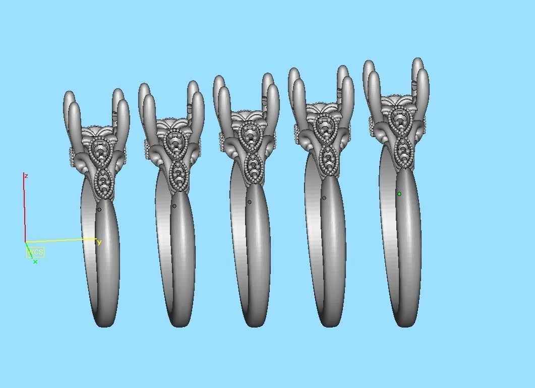 Solitaire Nautilus Engagement Ring Big Stone 3dmodel 3D print model_29