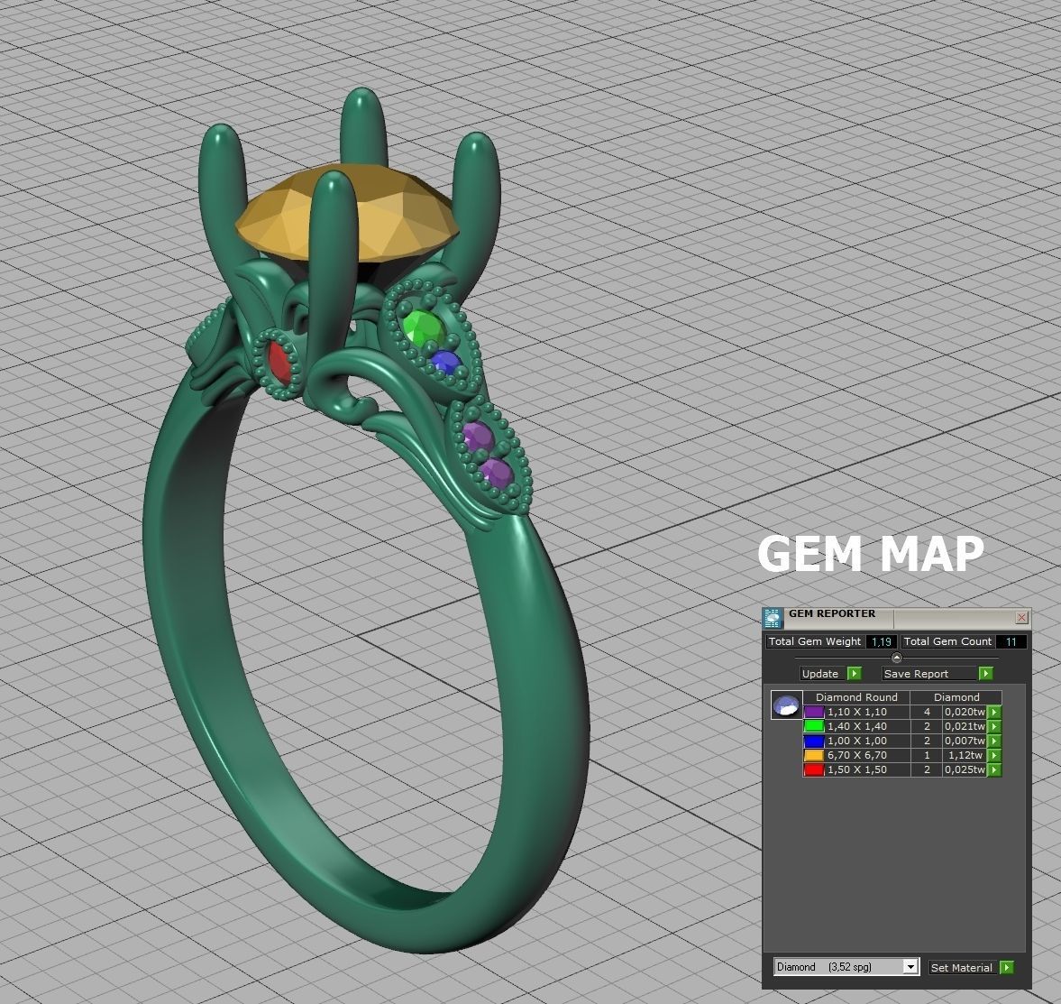 Solitaire Nautilus Engagement Ring Big Stone 3dmodel 3D print model_10