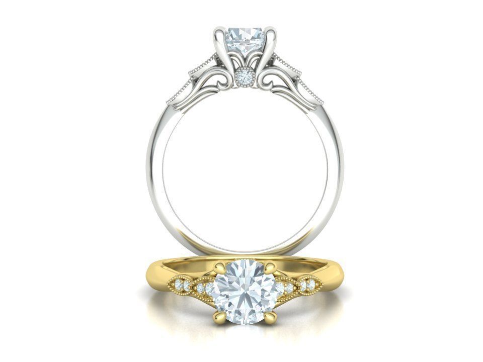 Solitaire Nautilus Engagement Ring Big Stone 3dmodel 3D print model_5