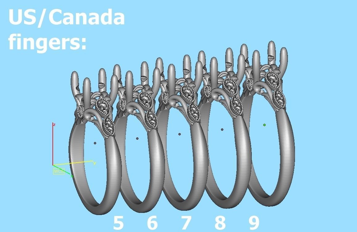 Solitaire Nautilus Engagement Ring Big Stone 3dmodel 3D print model_12
