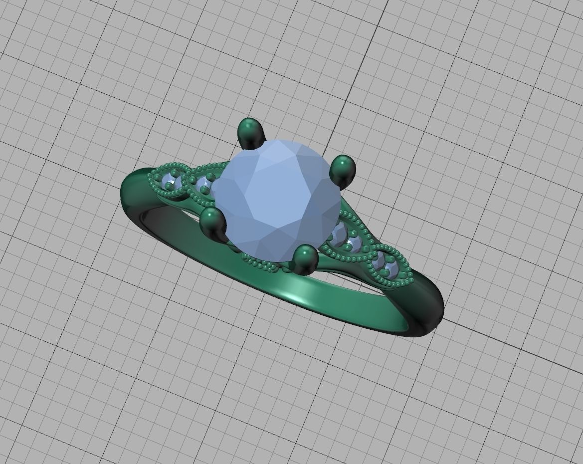 Solitaire Nautilus Engagement Ring Big Stone 3dmodel 3D print model_28