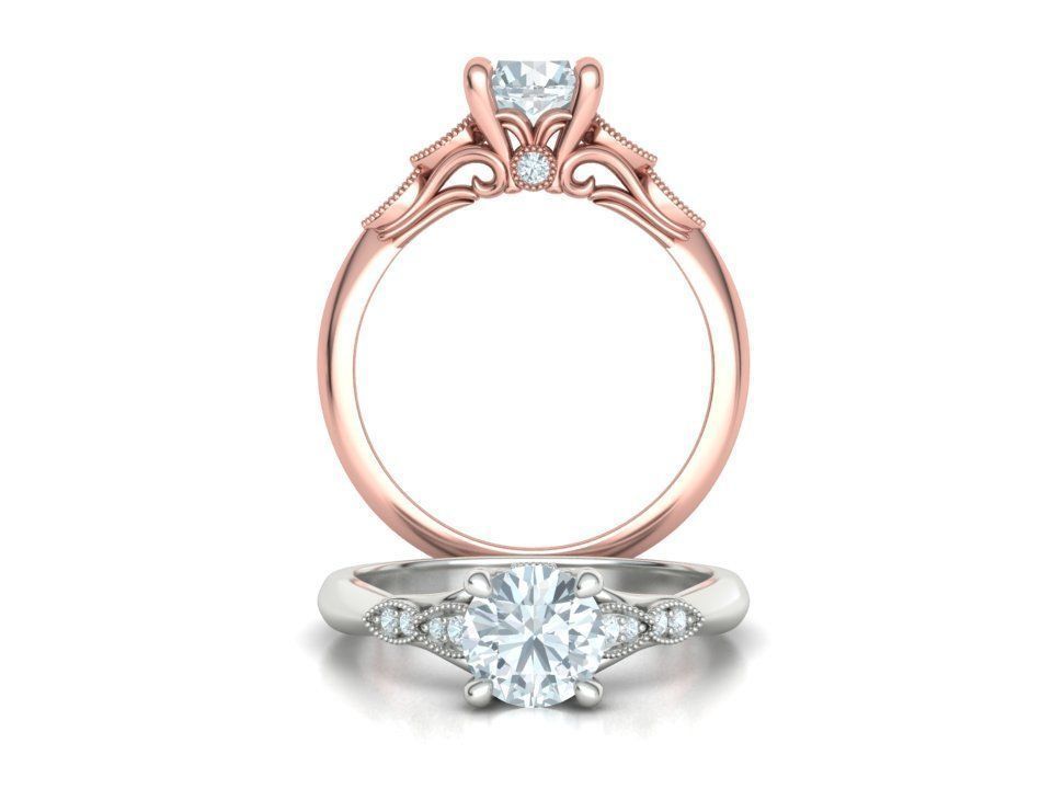 Solitaire Nautilus Engagement Ring Big Stone 3dmodel 3D print model_4