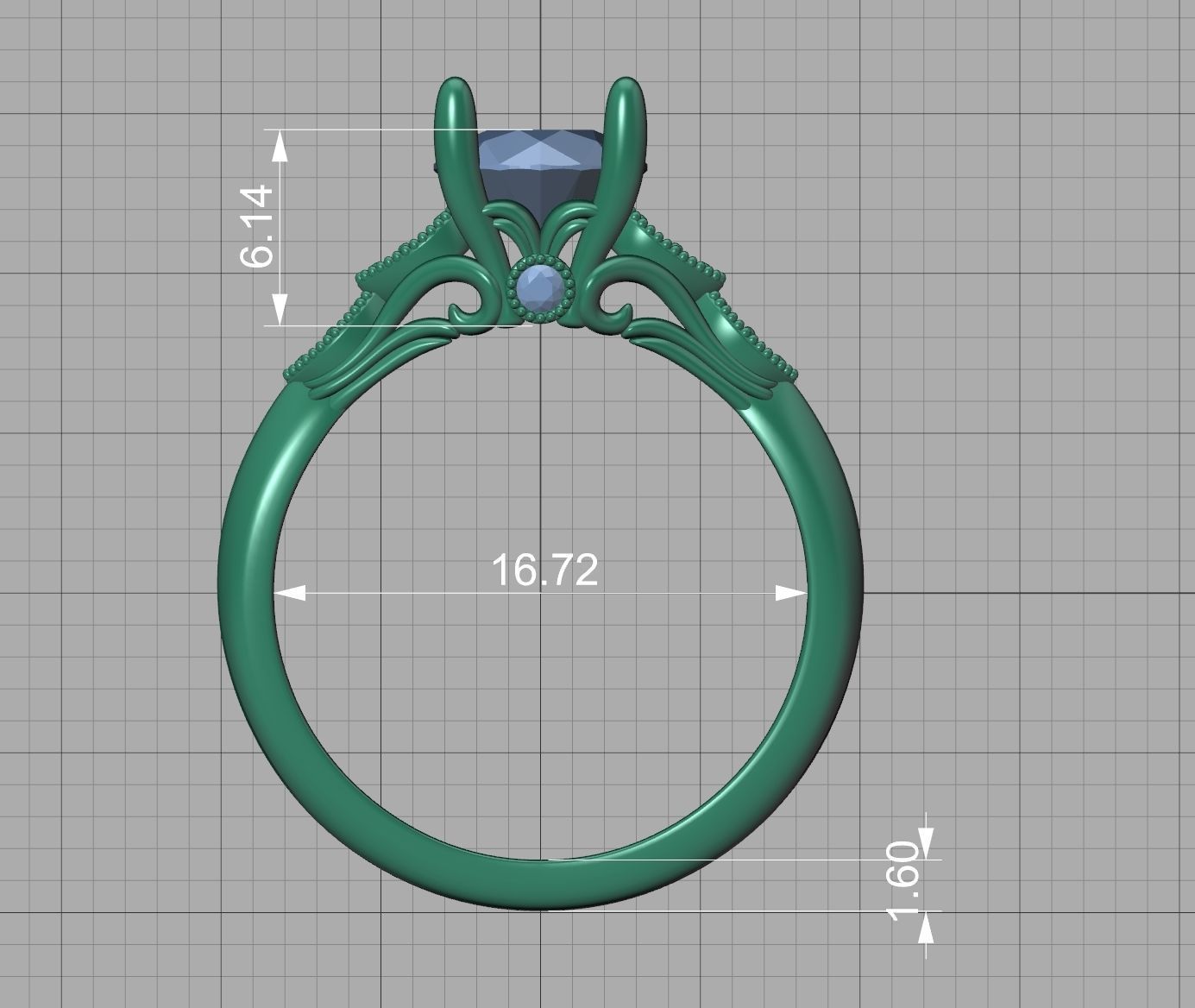 Solitaire Nautilus Engagement Ring Big Stone 3dmodel 3D print model_30