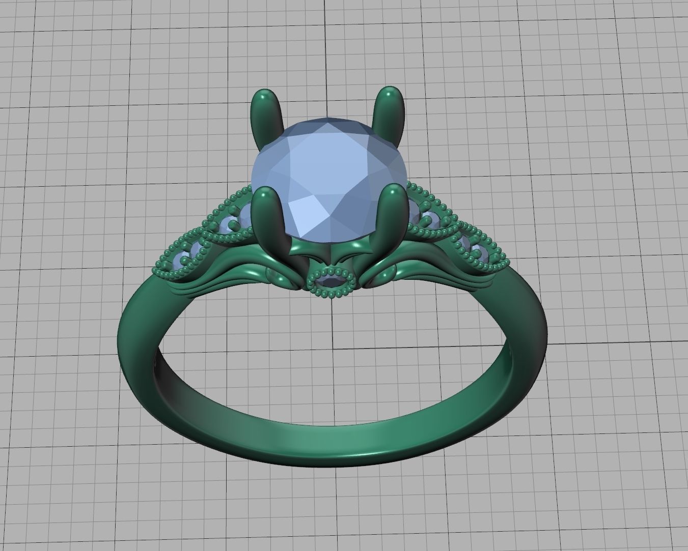 Solitaire Nautilus Engagement Ring Big Stone 3dmodel 3D print model_35