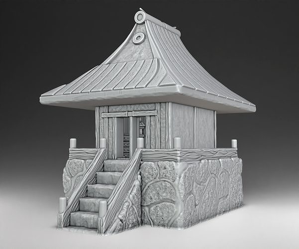 House wooden structure with stairs 3D print model