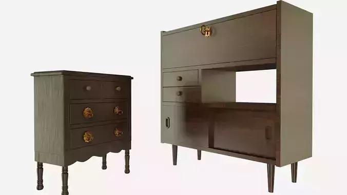 3D Model Old-fashioned Furniture from the 50th 