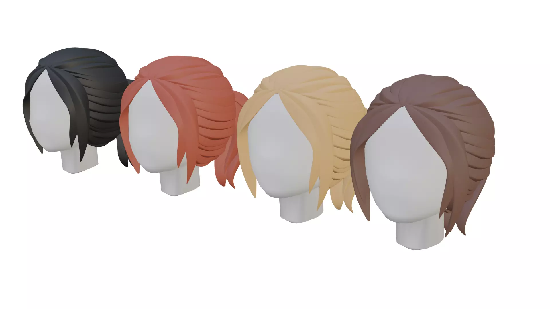 Woman Hair Ponytail- Cartoon Low-poly 3D model