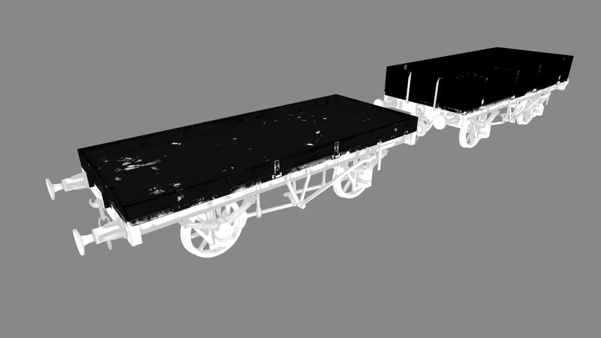 1-plank - 3plank rail wagon Low-poly 3D model_10