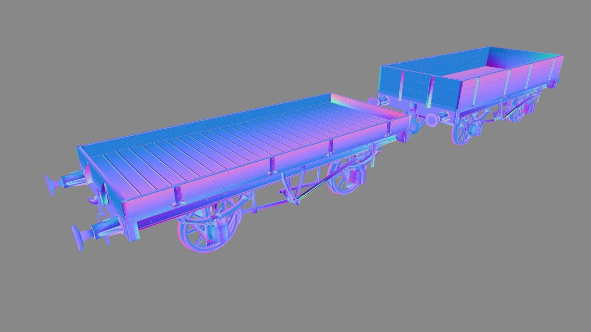 1-plank - 3plank rail wagon Low-poly 3D model_6