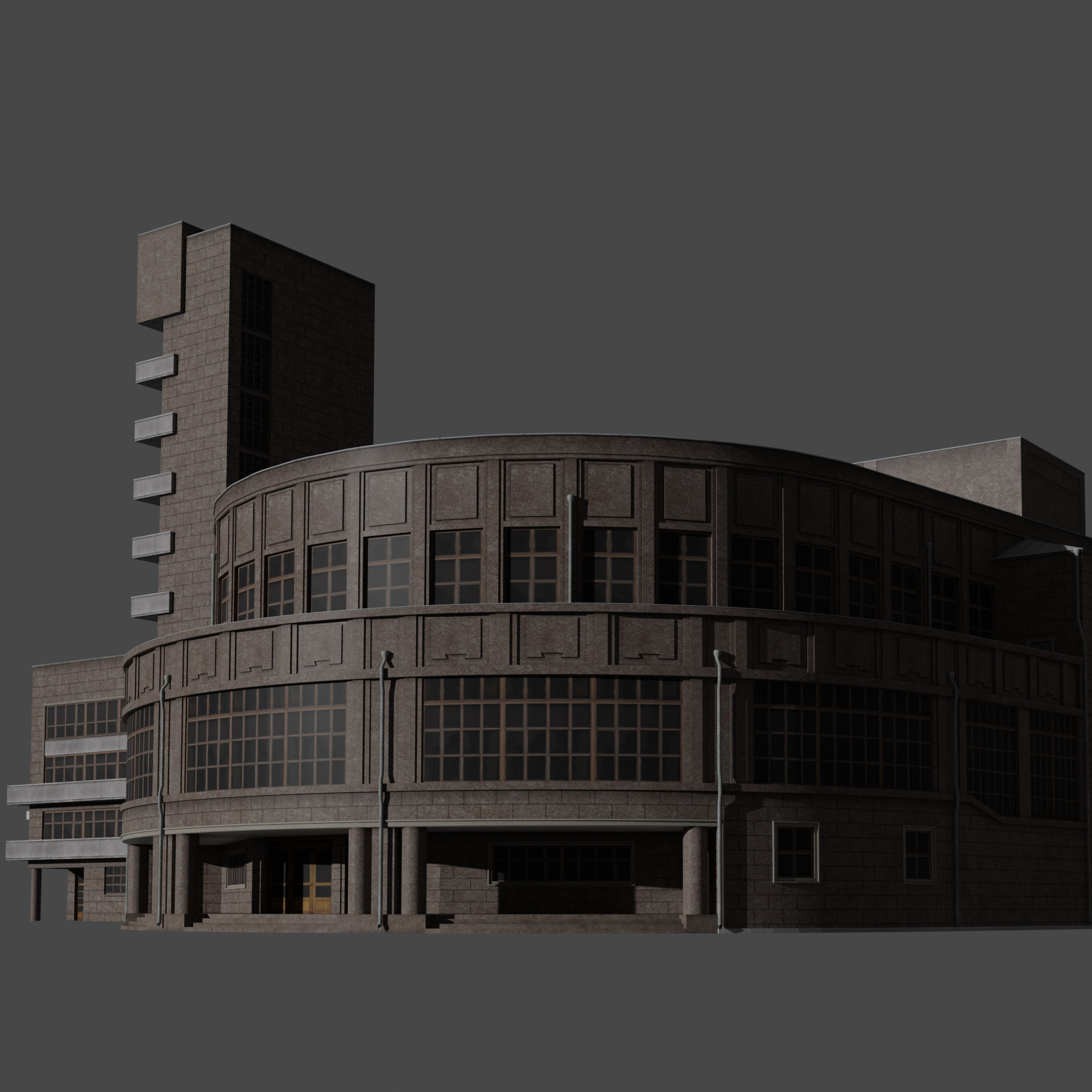 Kirov District Administration building  Leningrad 1935 Low-poly 3D model_2