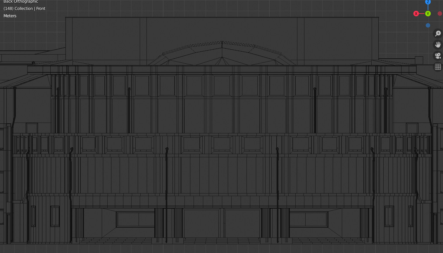 Kirov District Administration building  Leningrad 1935 Low-poly 3D model_10