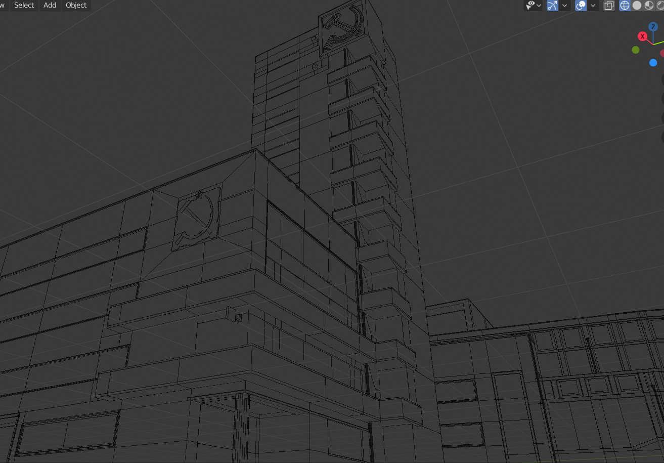 Kirov District Administration building  Leningrad 1935 Low-poly 3D model_8