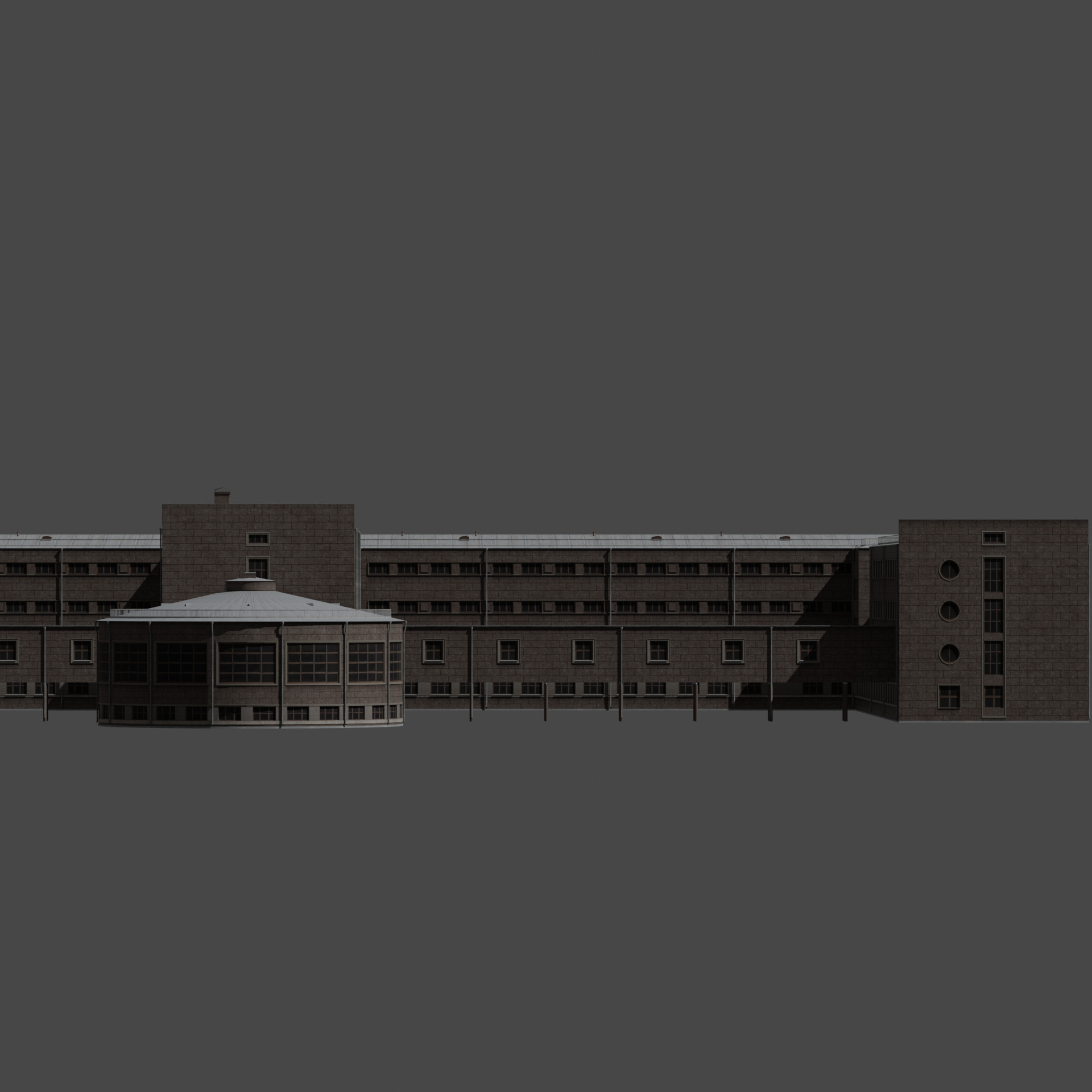 Kirov District Administration building  Leningrad 1935 Low-poly 3D model_7