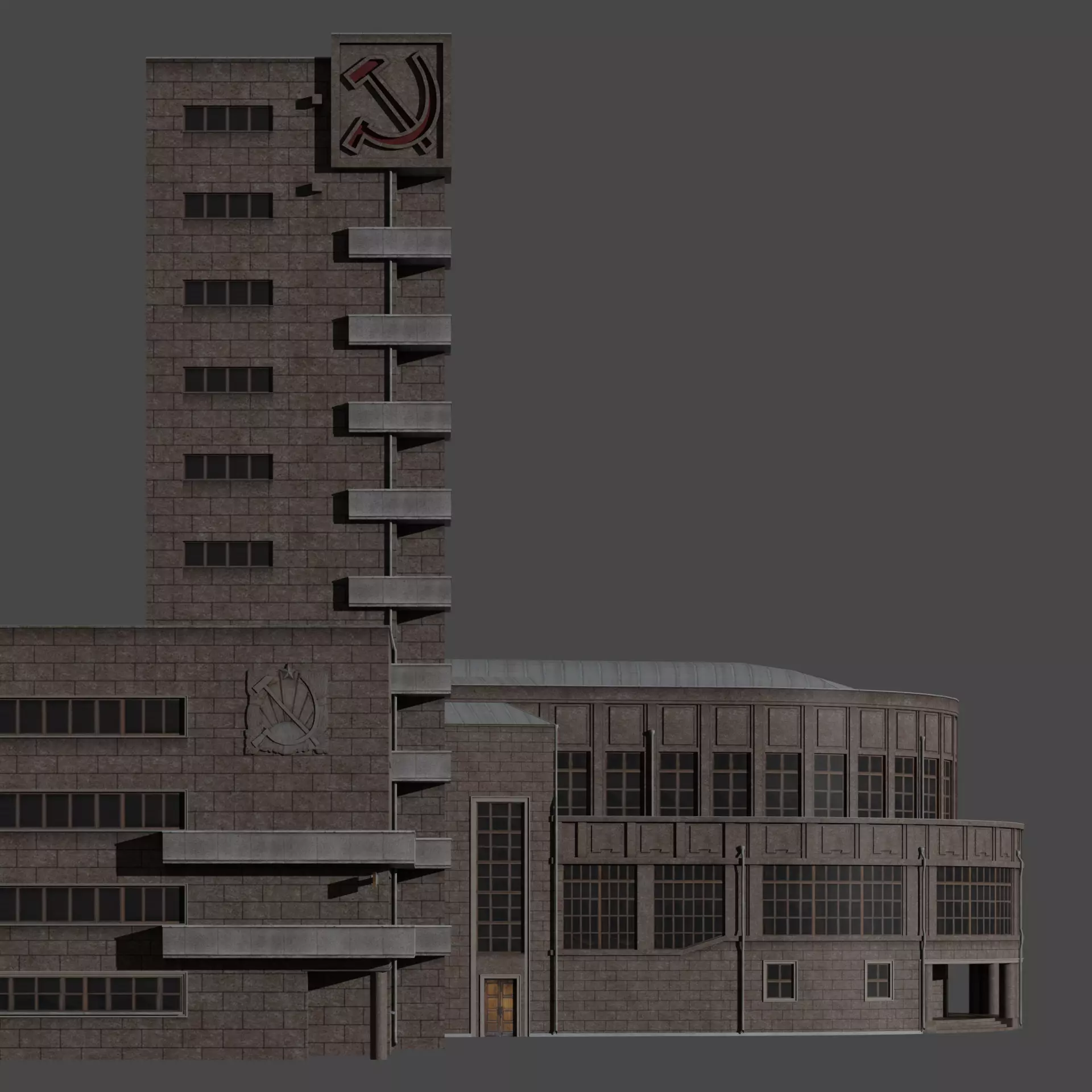 Kirov District Administration building  Leningrad 1935 Low-poly 3D model_0
