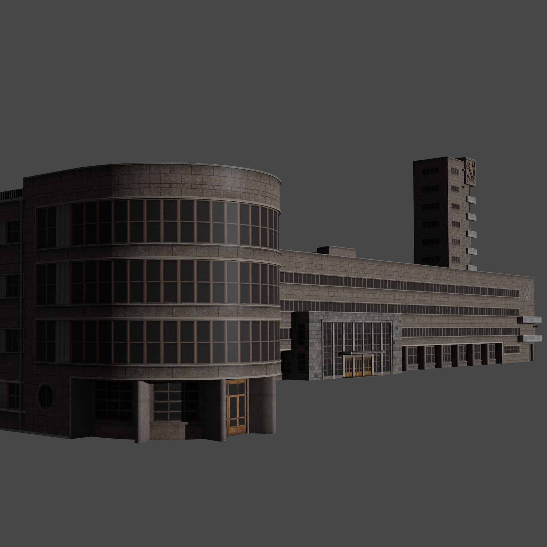 Kirov District Administration building  Leningrad 1935 Low-poly 3D model_5