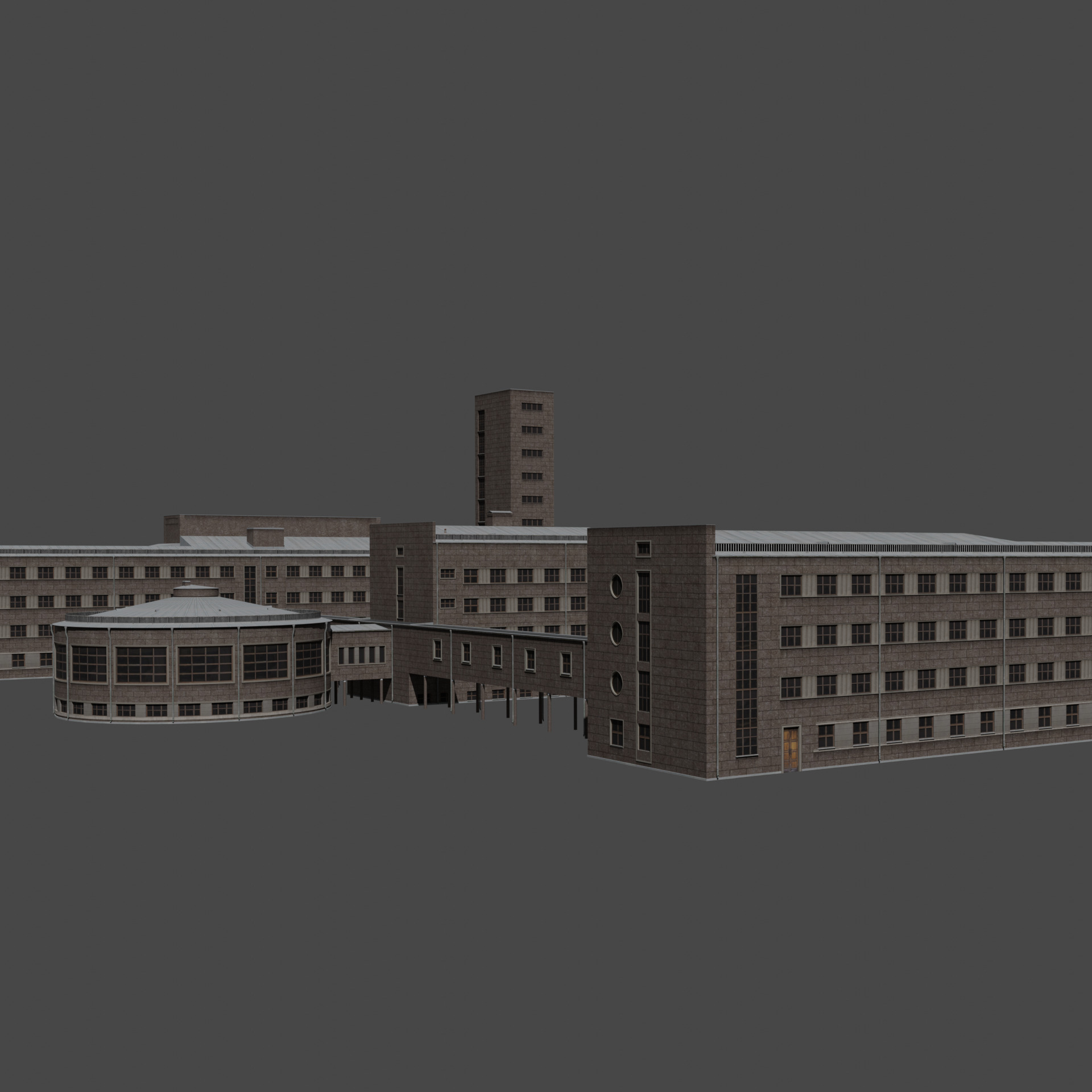 Kirov District Administration building  Leningrad 1935 Low-poly 3D model_6