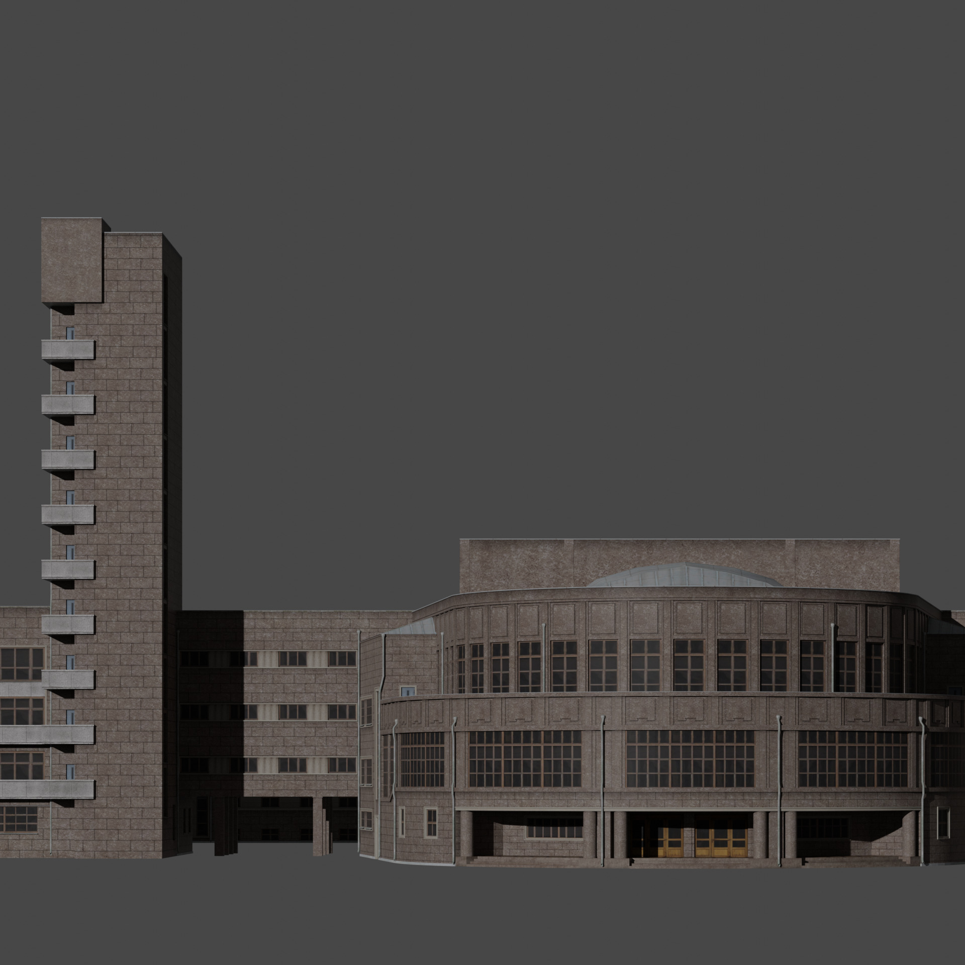 Kirov District Administration building  Leningrad 1935 Low-poly 3D model_1
