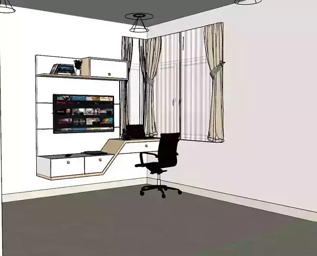 Study Table With Tv Unit 3D model