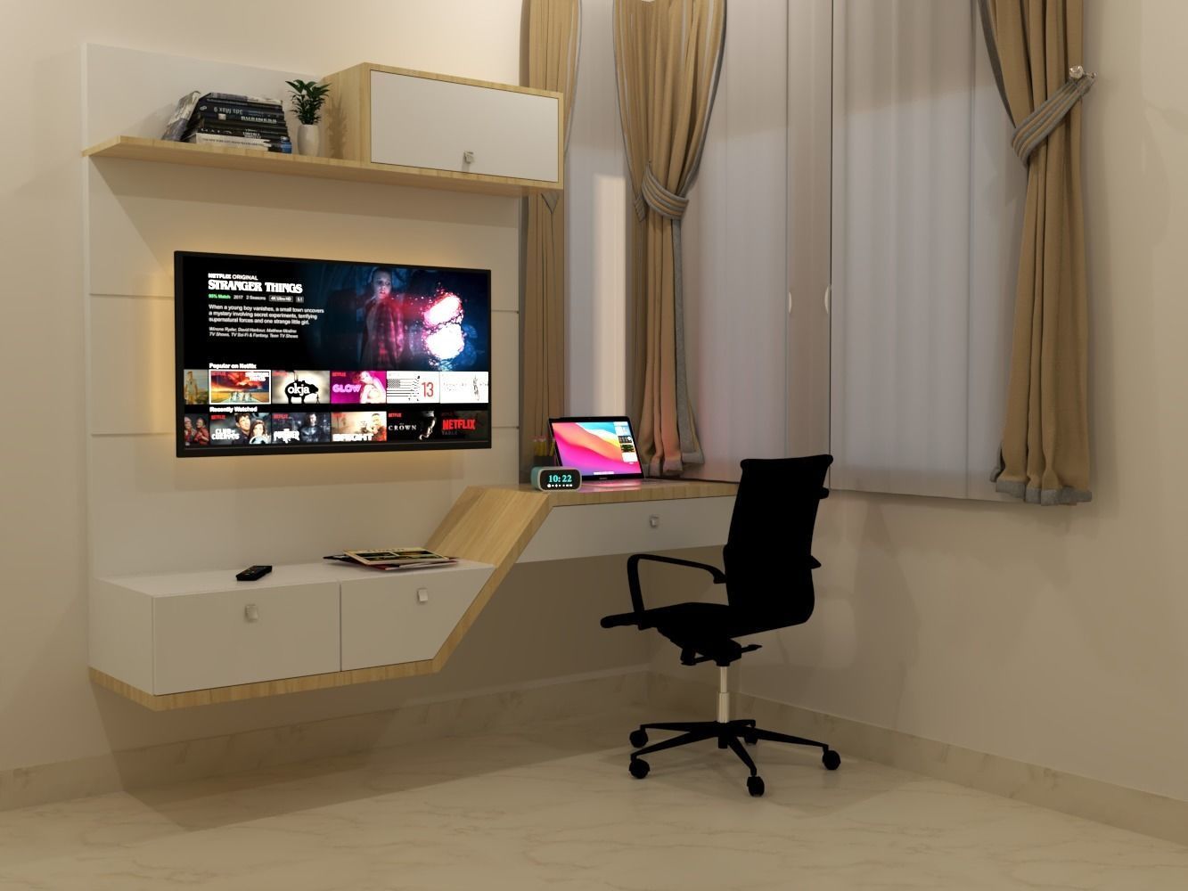 Study Table With Tv Unit 3D model_1