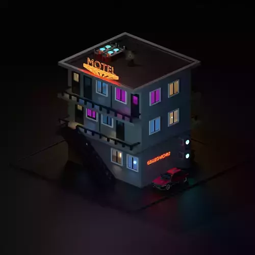 A Cyberpunk Motel Low-poly 3D model