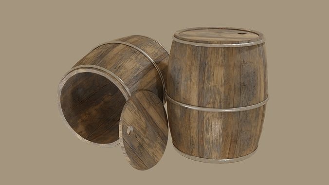 wooden barrel Free low-poly 3D model