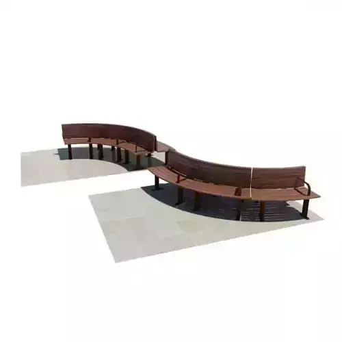 Curved Wooden Benches 3D model