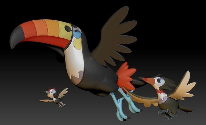 Pokemon Pikipek Trumbeak Toucannon 3D print model