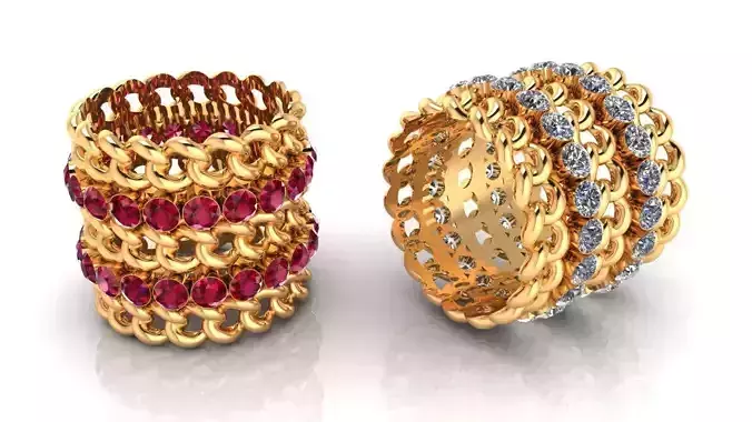 Women Ring 71 cuban hiphop chain ring band for men women 3D print model