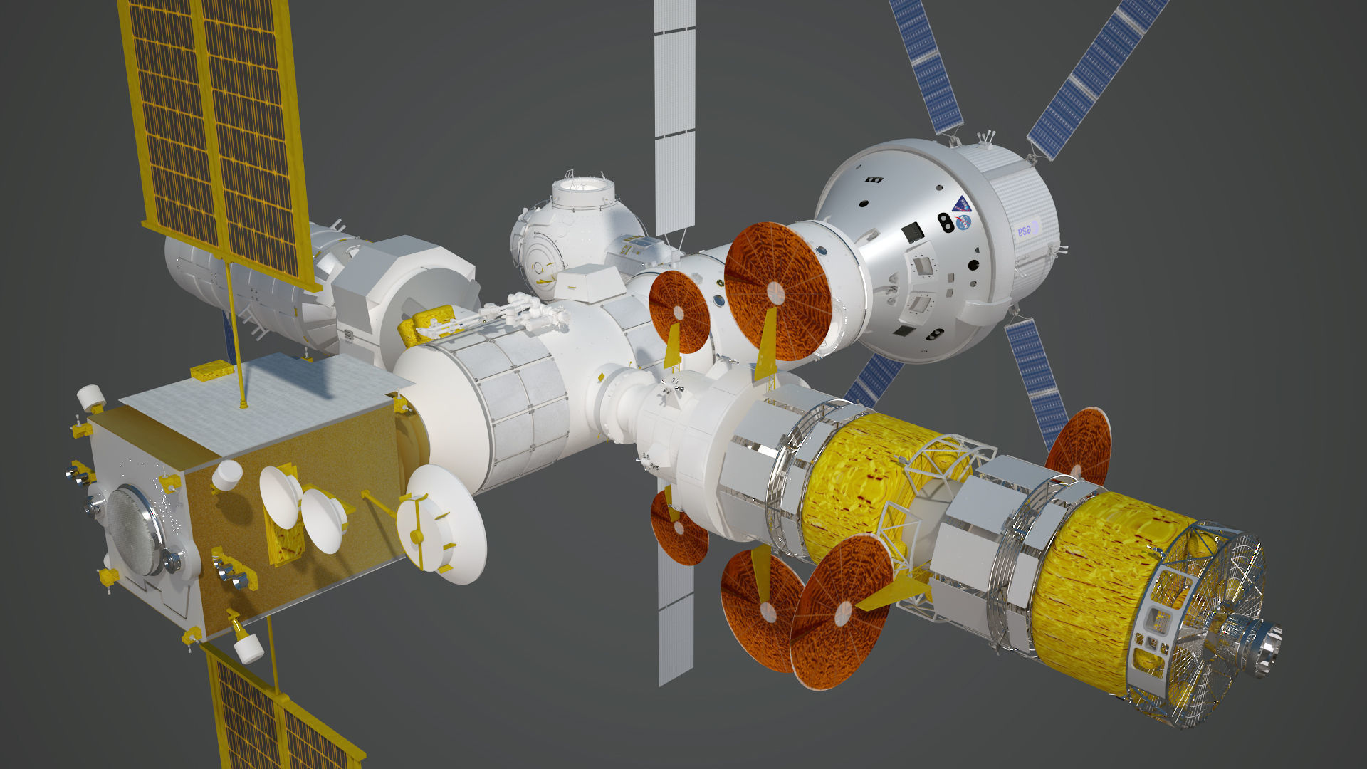 NASAs Lunar Gateway with Orion Docked Left 3D model_60