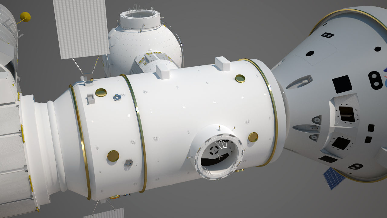 NASAs Lunar Gateway with Orion Docked Left 3D model_78