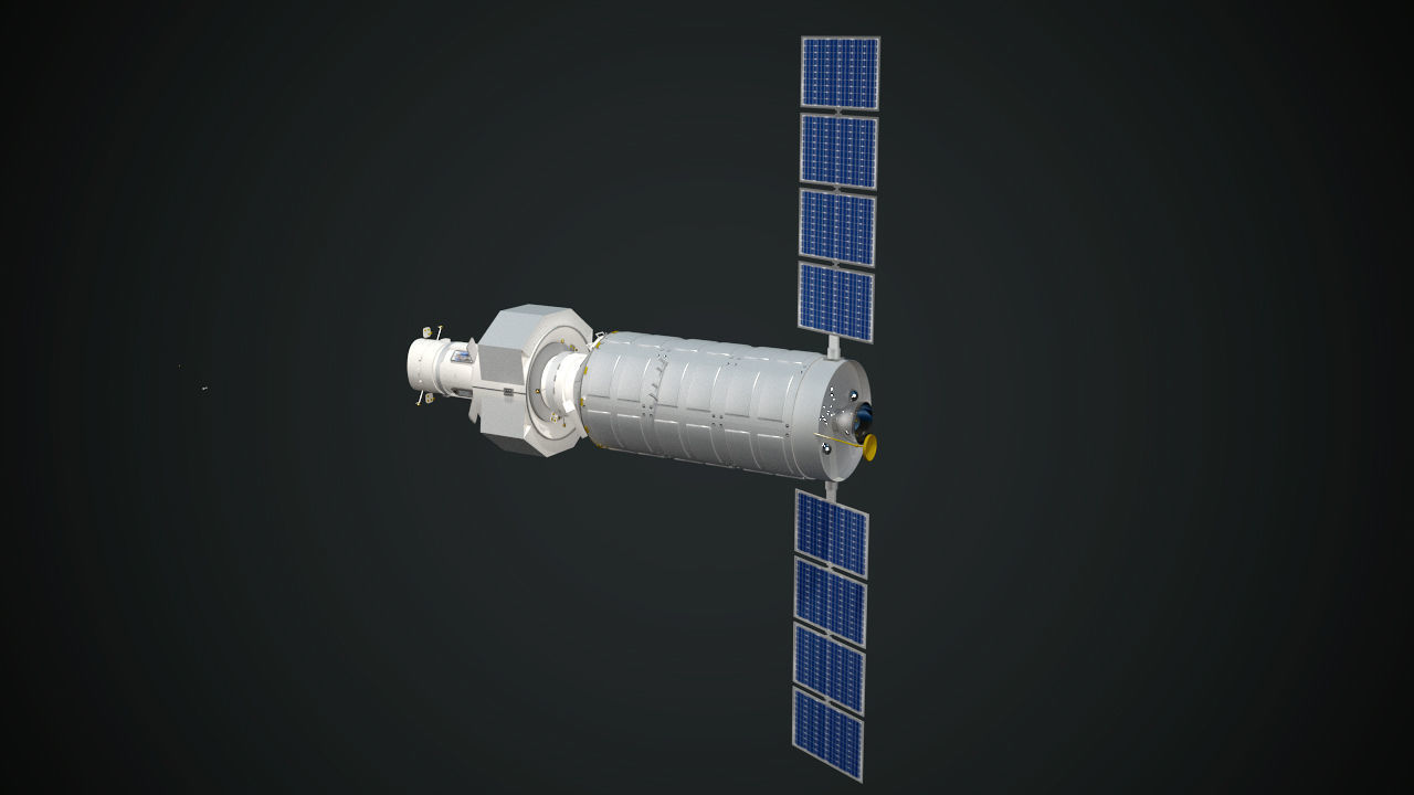 NASAs Lunar Gateway with Orion Docked Left 3D model_46