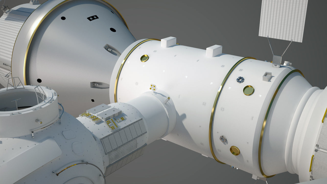NASAs Lunar Gateway with Orion Docked Left 3D model_82