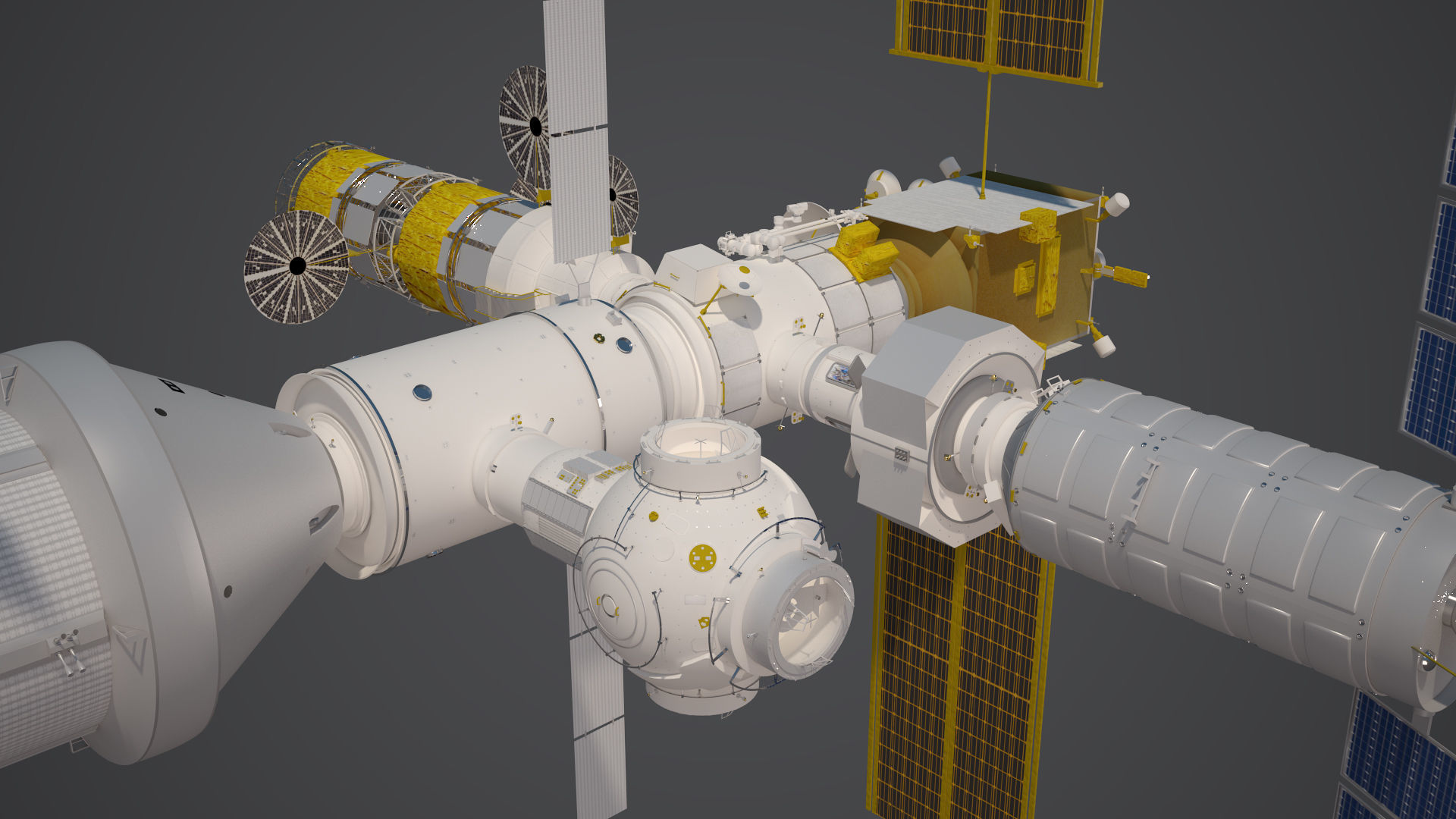 NASAs Lunar Gateway with Orion Docked Left 3D model_53