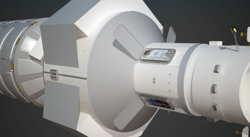 NASAs Lunar Gateway with Orion Docked Left 3D model_23