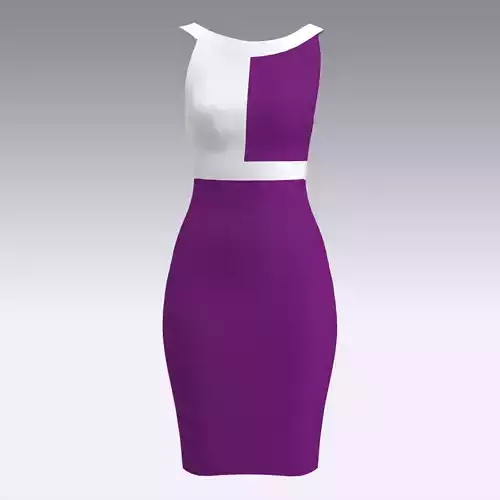 DRESS WHITE PURPLE LOOK STYLE MODERN