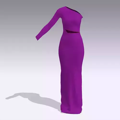 ONE SHOULDER  DRESS LONG PURPLE