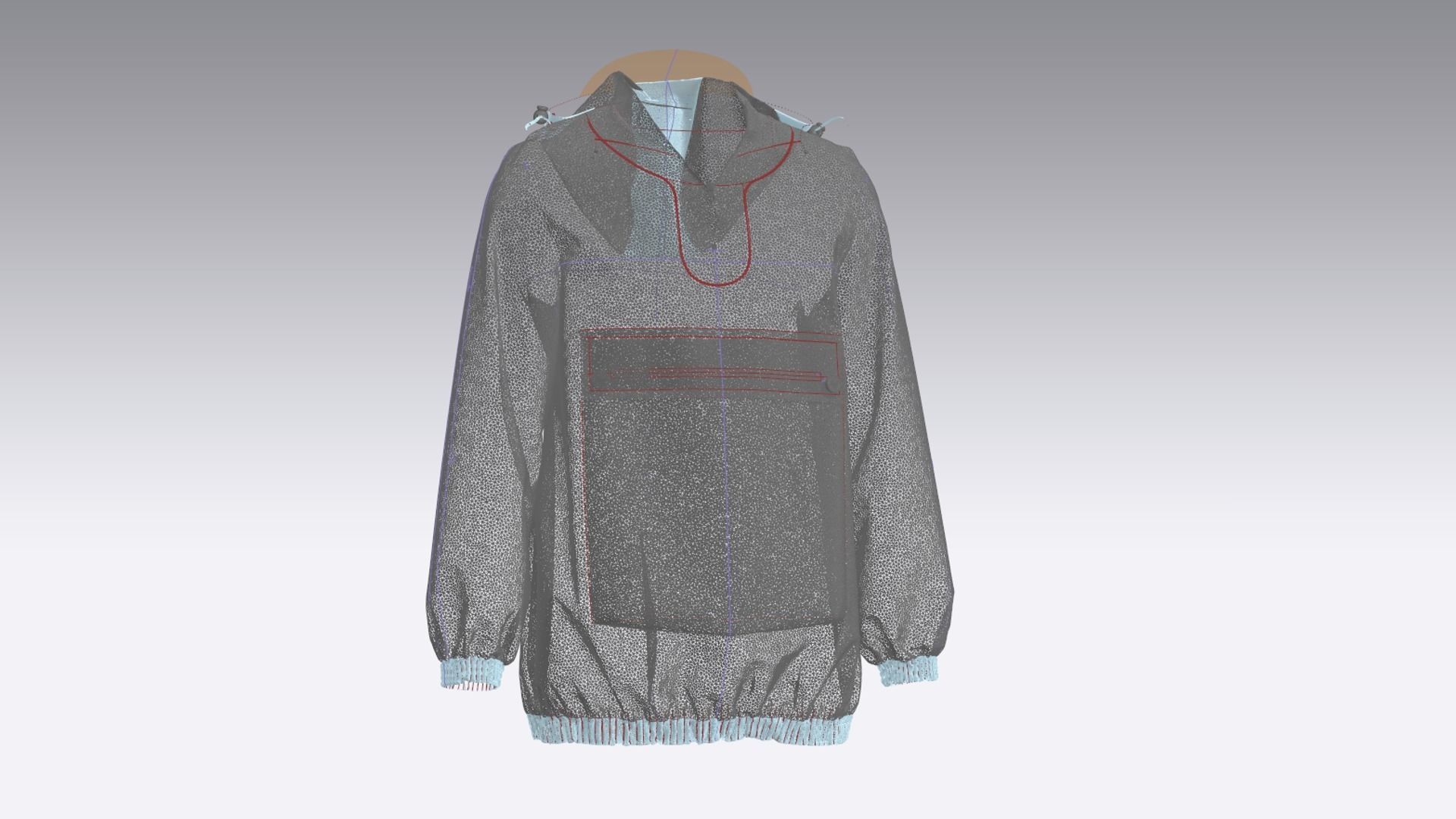 Anorak rain jacket 3D model_6