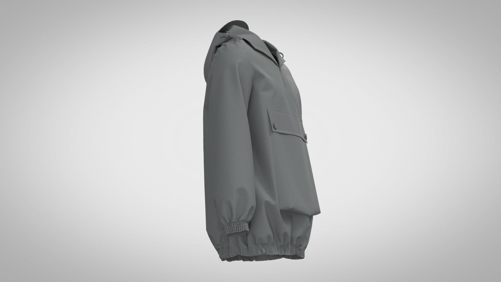 Anorak rain jacket 3D model_1