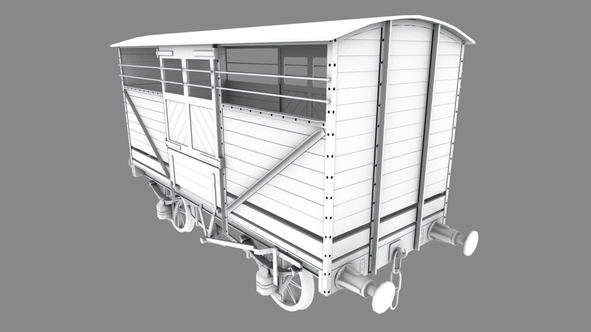 Cattle Car Low-poly 3D model_6