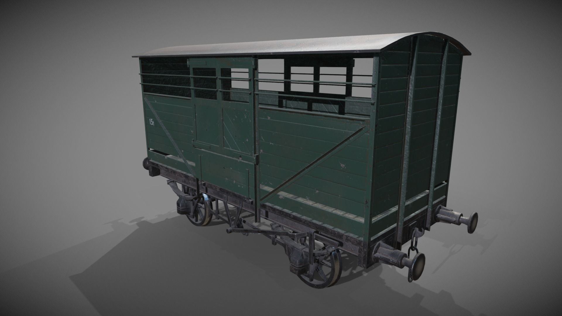 Cattle Car Low-poly 3D model_5