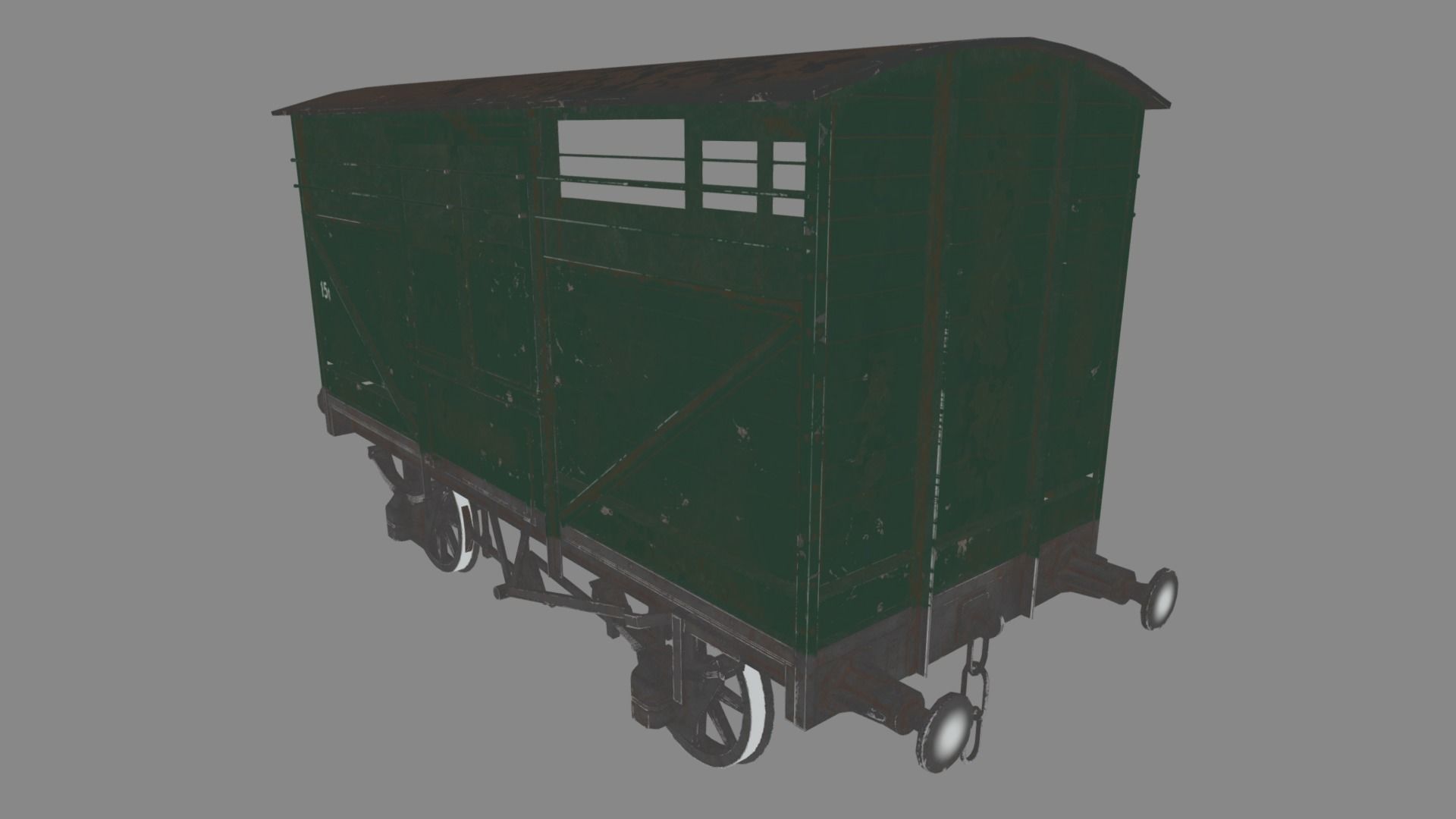 Cattle Car Low-poly 3D model_8