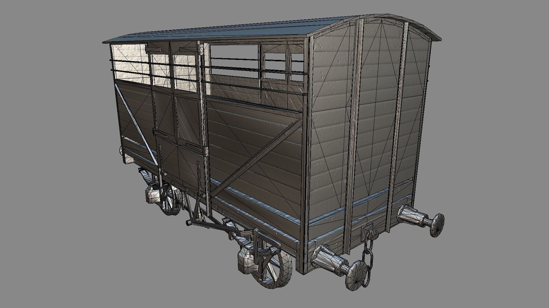Cattle Car Low-poly 3D model_7